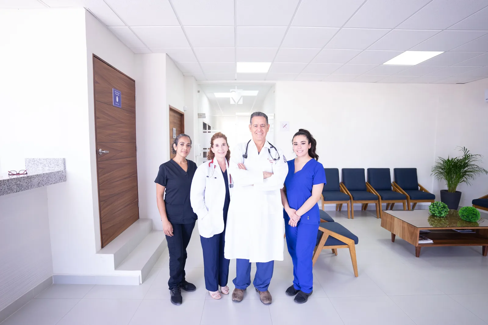 Healthcare workers in a calm care setting